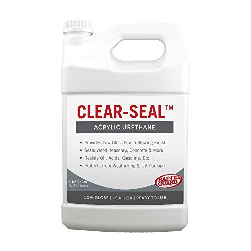 Rain Guard Water Sealers - CLEAR-SEAL - Professional Sealer and Finish Coat For Decorative Concrete, Stone, And Other Masonry Surfaces - Acrylic Urethane Coating - Low Gloss - Ready To Use - 1 Gallon - color: Low Gloss, size: 1 Gallon