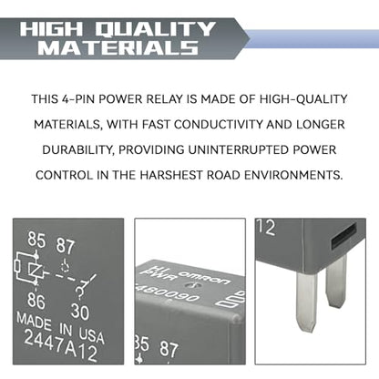 2PCS 12088567 8567 Automotive Relay, High-Performance 12VDC 30A 4Pin Fuse Box Relays, 12088567 8567 GM Ecm Flashers Relay Fit for Buick, Cadillac, Chevrolet, Ignition, Horn & More