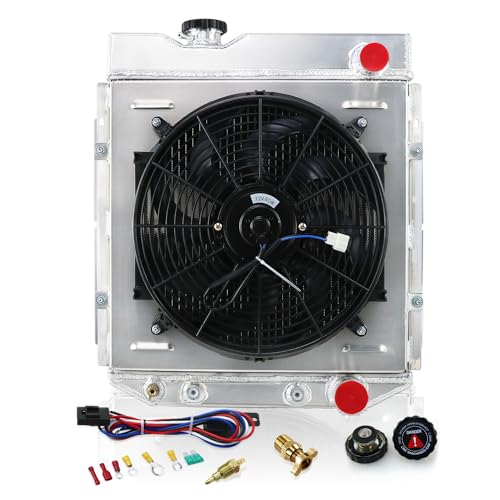 4 Row Radiator Fan Shroud For Ford Mustang Falcon Comet 1964-1966 - size: 4 Row Radiator/w Cap+Shroud Fan+Relay Kit