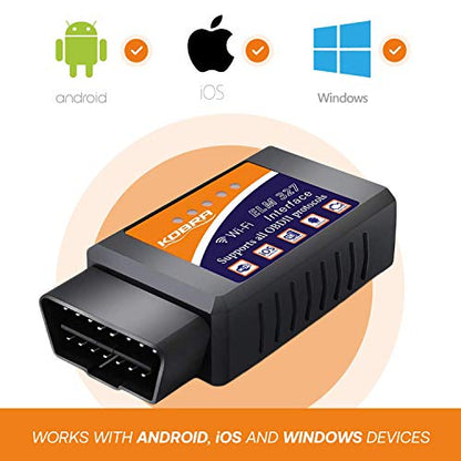 OBD2 Scanner & WiFi Car Code Reader – Clears Check Engine Light – Diagnose 3000 Car Codes - Wireless Car Diagnostic Scanner – Auto Scanner for 1996 to 2016 Vehicles (iOS & Android Devices Only)