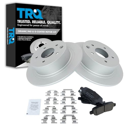 TRQ Rear Brake Pad and Rotor Set Ceramic G Coated Solid Rotors - style: BKA11313