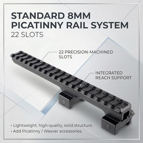 GOTICAL 22 Slots 8.75" / 225mm Length Extended Long Picatinny Rail Cantilever Mount 1" Riser Rail for Optics Flashlight Laser Lightweight Design Alumium Matt Finish Black
