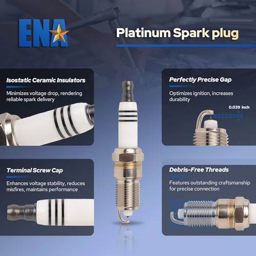 ENA UF271 Square Ignition Coils 41-962 Spark Plugs 748UU Spark Plug Wires Set Compatible with Chevy Silverado Avalanche Suburban Tahoe Express GMC Sierra Yukon Escalade 4.8L 5.3L 6.0L, Set of 8