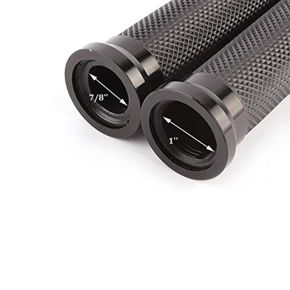 Motorcycle 7/8" CNC Hand Grips Aluminum Rubber Gel Handlebar for Sport Bike(Red) - color: Black