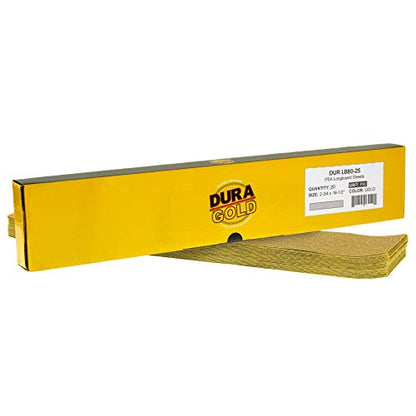 Dura-Gold 80 Grit Gold Pre-Cut PSA Longboard Sandpaper Sheets, Box of 20 - size: 80-Grit