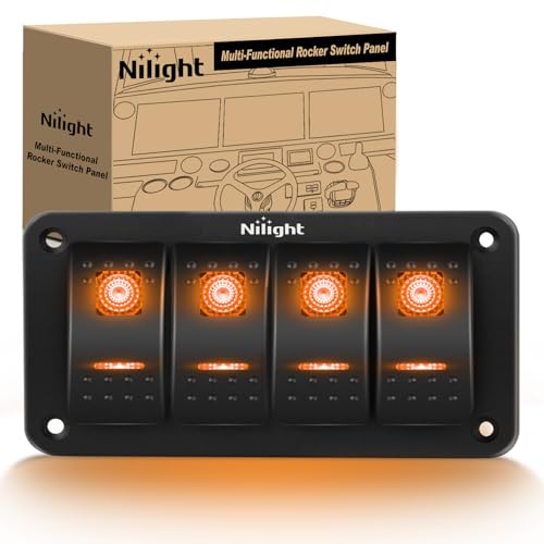 Nilight 4 Gang Rocker Switch Panel w/Orange LED Light 5Pin ON Off Pre-Wired - color: Amber, size: 4 Gang