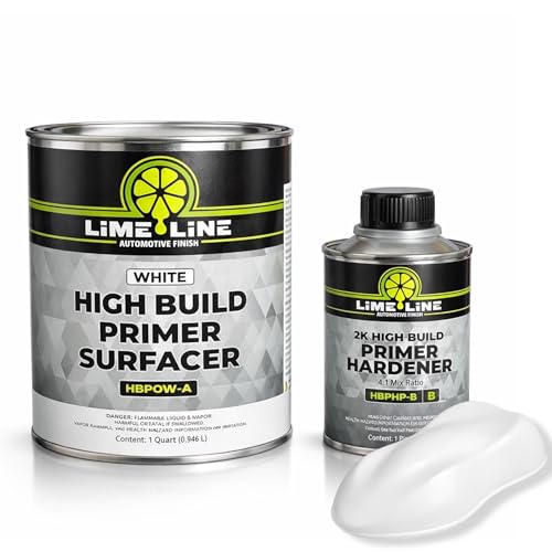LiME LiNE Sand-able Automotive Primer Surfacer, Direct-to-Metal, High Build 2k Urethane, 1.25 Quart kit (White.) - color: White.