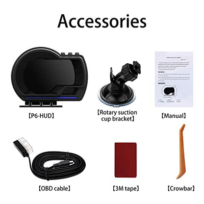 wiiyii OBD2 Gauge Display Head Up Display for Cars, Speedometer for Car P6