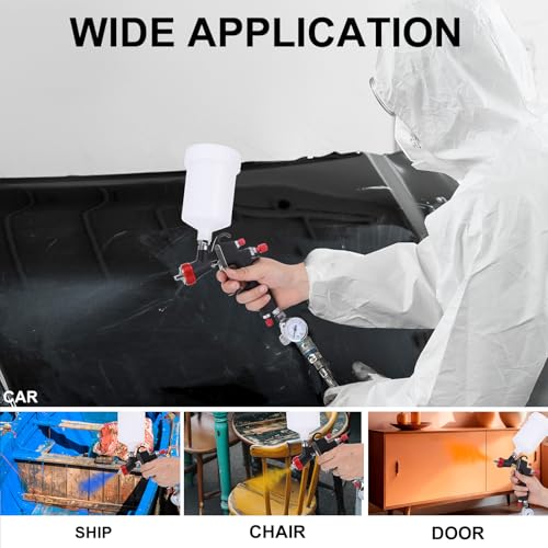 R500 Lvlp Air Spray Gun Kit, 4 Nozzles, 600Ml Cup