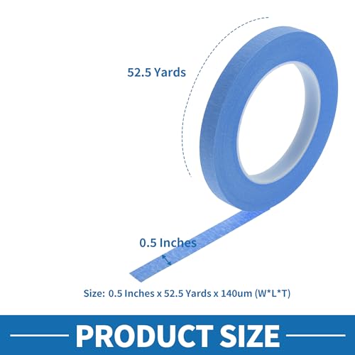 Painters Tape Easy Removal 0.5 Inches x 52.5 Yards Blue - color: Blue, size: 0.5 Inches x 52.5 Yards