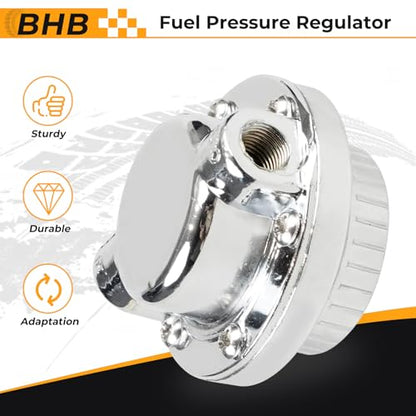 BHB Zinc alloy Universal adjustable Fuel Pressure Regulator 1-5 PSI kit for Single carburetor and dual carburetor FPR with rubber hoses steel clamps brass fittings for 8mm and 10mm fuel lines - size: 1-5 PSI kit