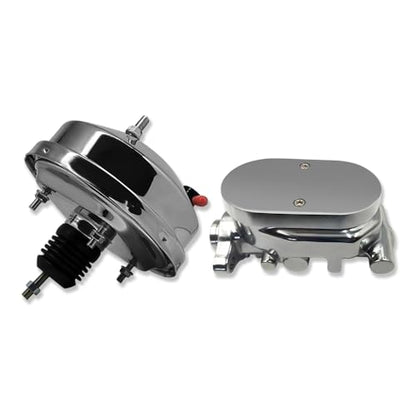 Chrome 8" Single Brake Booster & Smooth Master Cylinder 1 1/8" Bore - size: 8", style: Single Diaphragm