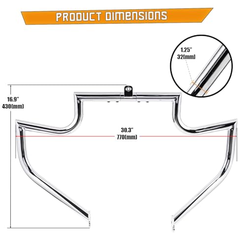 Kinglemc Crash Bar Engine Guard for Harley Davidson Touring(Chrome-B) - color: Chrome-B