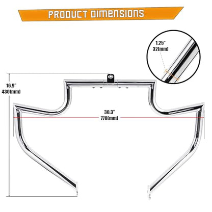 Kinglemc Crash Bar Engine Guard for Harley Davidson Touring(Chrome-B) - color: Chrome-B