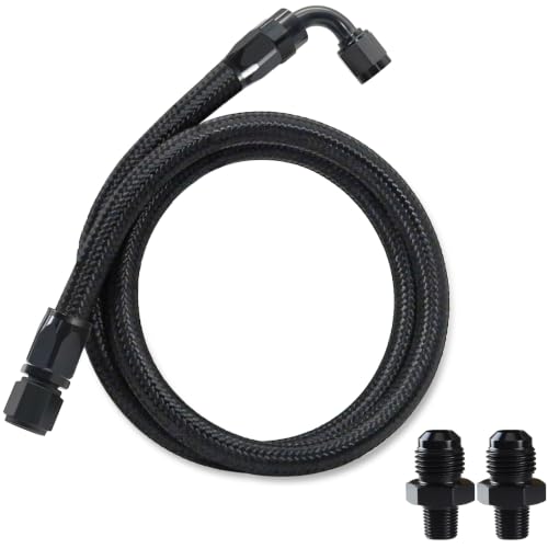 2FT Assembled 6AN Fuel Line Kit CPE with Fittings(0°+90°, 1/4" NPT) - size: 2ft(0°+90°) & 1/4 NPT Fittings