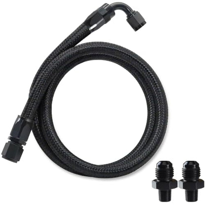 2FT Assembled 6AN Fuel Line Kit CPE with Fittings(0°+90°, 1/4" NPT) - size: 2ft(0°+90°) & 1/4 NPT Fittings