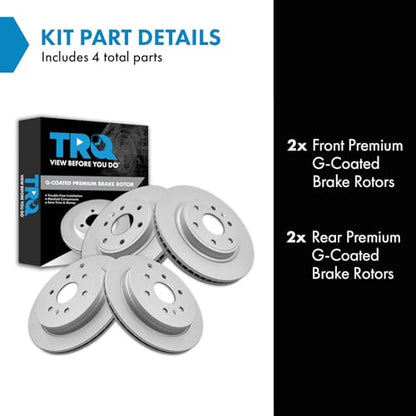 TRQ Front and Rear Brake Rotors Set Vented Premium G-Coated - style: BKA14810