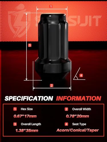 Sposuit 24 Pcs M12x1.25 Black Spline Lug Nuts, 19mm Hex, for Nissan - color: Black, size: M12x1.25, style: 24 Pcs