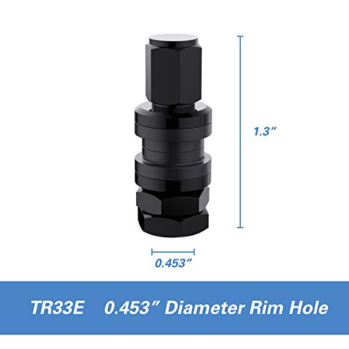 CKAuto VS33/TR33E Metal Clamp-in Tubeless Tire Valve Stem，Black, 5 Pcs/Pack - size: 10