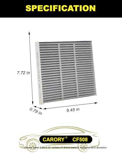 CARORY Cabin Air Filter w/Activated Carbon for Kia Niro (2017-2022), Niro EV (2019-2022), Hyundai Ioniq (2017-2019), OE# 97133-0Z000, 97133-G2000, 97133F2100, CF12508, WP2064, CUK24004, CF508 - size: 7.7" x 9.5" x 0.8"