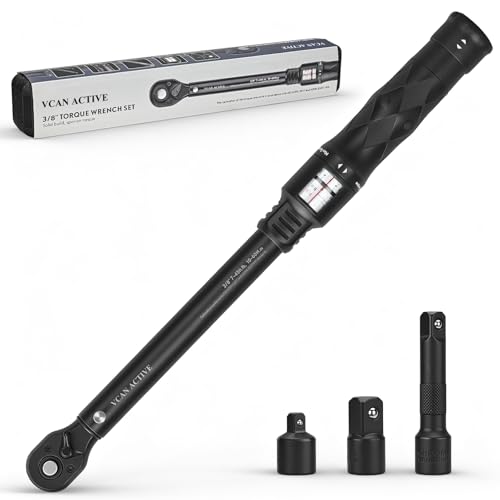 3/8" Drive Click Torque Wrench Set 10-60 Nm (7.37-44.25 ft-lb)±2.5% High Accuracy Precision 72-Tooth Fits Cars, Motorcycles & Bicycles Includes 1/2" Adapters & 3" Extension Rod - color: Black White, size: 10-60Nm/7.37-44.25 ft-lb