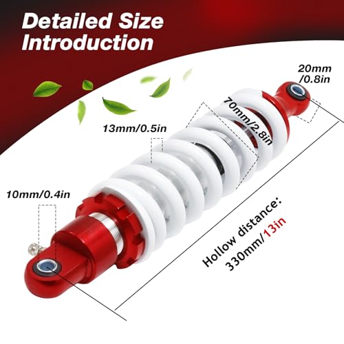 330mm Shock Damper 13" Heavy Duty Steel Rear Shock Absorber Adjustable Spring Shock Absorber Damping Replacement for Motorcycles