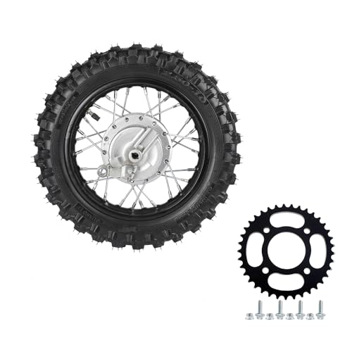 10" Rear Wheel 2.50-10 Tire Rim Drum Brake with 420 Sprocket 37T for CRF50 TTR50 XR50 Dirt Bike