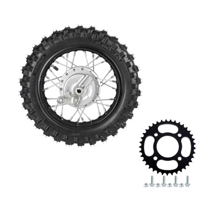 10" Rear Wheel 2.50-10 Tire Rim Drum Brake with 420 Sprocket 37T for CRF50 TTR50 XR50 Dirt Bike
