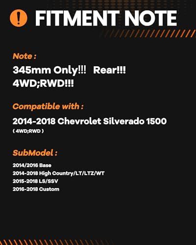 MOTOREVO Rear Brake Pads and Rotors Kit Compatible with Silverado 1500 [ 2014-2018 ], High-Carbon Alloy Drilled & Slotted Discos de Frenos Delanteros [ 13.6in, App Specific ] [ 4WD; RWD ] - color: Rear, size: Rear 2014-2018 345mm 4WD;RWD
