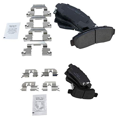 TRQ Front and Rear Brake Pad Set Ceramic - color: Ceramic, size: BFA12997