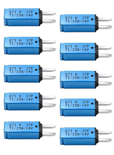 DC 14V 15 Amp Auto Reset Plug-in Fuse ATM Mini Circuit Breaker Blade Fuses Assortment Kit for Boat Marine RV Yacht Battery Trailer Bus Truck (10pcs) ﻿