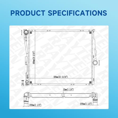 Rayten 2771 Radiator Compatible with 2004-2006 BMW X3 2.5L 3.0L L6,Replace# 17113400013 17113403551 17113414986 - size: RAD:2771