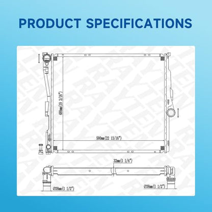 Rayten 2771 Radiator Compatible with 2004-2006 BMW X3 2.5L 3.0L L6,Replace# 17113400013 17113403551 17113414986 - size: RAD:2771
