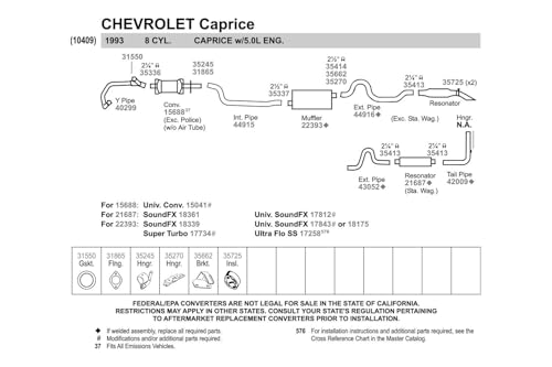 Walker SoundFX 18339 Direct Fit Exhaust Muffler 2.5" Inlet (ID) 2.5" Outlet (ID) for Chevrolet Caprice