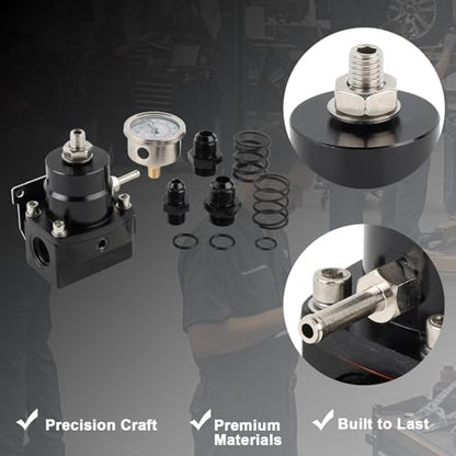 EFI Fuel Pressure Regulator Kit 3-70PSI With Gauge Compatible With AN8