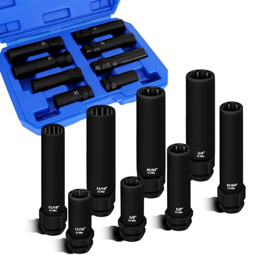 8PCS Spline Lug Nut Socket Set, Universal Wheel Lock Removal Tool