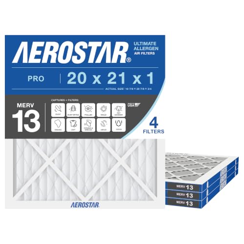 Aerostar Air Filter 20x21x1 MERV 13 AC Filter, Furnace Filter, 6 Pack
