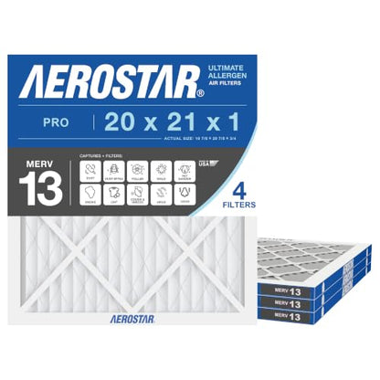 Aerostar Air Filter 20x21x1 MERV 13 AC Filter, Furnace Filter, 6 Pack