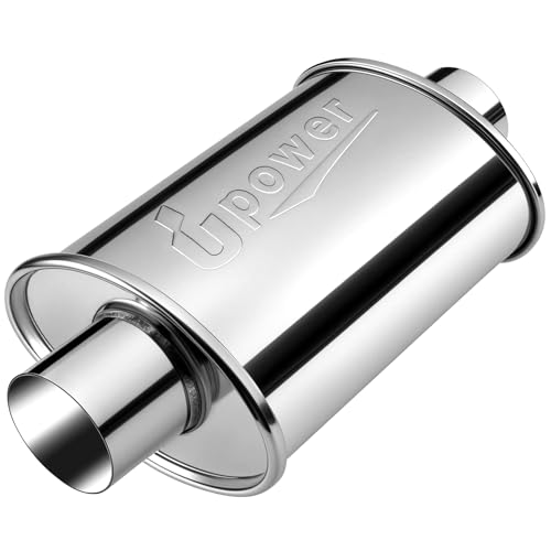 Upower 3 inch Ultra Quiet Resonator, 304 Stainless Steel Exhaust Muffler 3", 3'' Inlet & Outlet 14" Overall Length Universal Oval Performance Muffler Resonator - size: 3 Inch