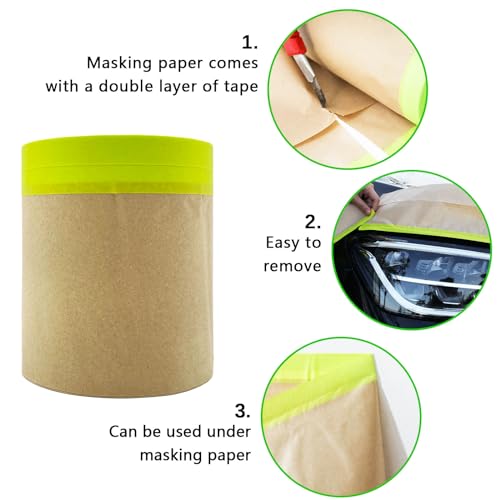 Tape and Drape, 6” x 50 feet Masking Paper for Painting, 1 Pack - size: 6", 50ft