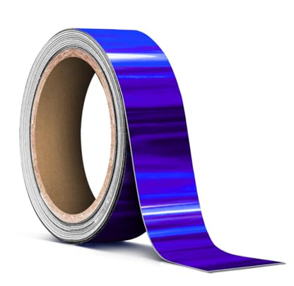 VViViD Holographic Blue Chrome Pinstripe Vinyl Tape Roll (1” x 25ft) - color: Holographic Blue Chrome, size: 1" x 25ft