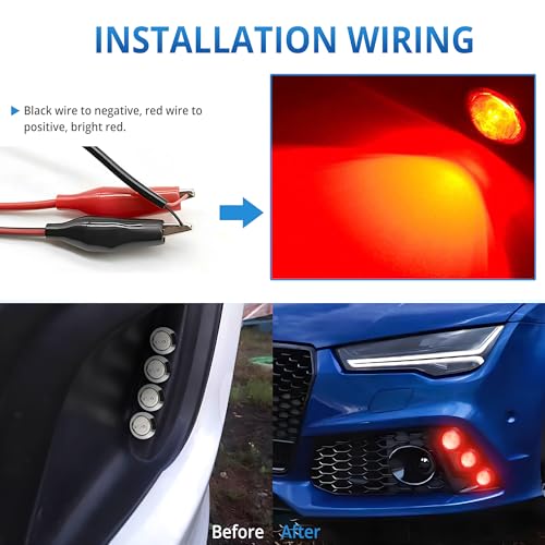 4Pcs 23mm COB DC 12V Eagle Eye LED Car Fog DRL Daytime Running Light Car ATV Camper Trunk Motorcycle Marker Lights Lamp Tail Reverse Fog Light Signal Lamp (Red) - color: Red