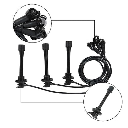3PCS UF156 Ignition Coil Pack & 6PCS Iridium Spark Plug & 3PCS Spark Plug Wires Set Compatible with Toyota 4Runner T100 Tacoma Tundra 1995-2004 3.4L Replace# C1041 E589 5C1308 E679 - size: UF156 Ignition Coil & Spark Plug &Wires
