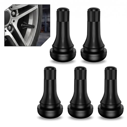 5 PCS TR413 Tire Valve Stems, Rubber Snap-in Tubeless Wheel Valve Replacement 0.453" Rim Hole Fit, Black Short Stem Car Tire Accessories, Universal for Most Cars SUVs Trucks (TR413) - color: TR413