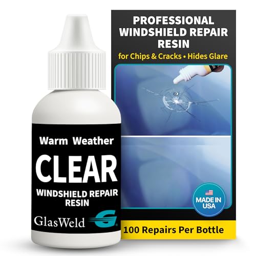 GlasWeld Windshield Chip Repair Kit with Resin & Zoom Injector – Glasses Repair Kit for Rock Chips & Small Cracks for Cars, Bouts & Shower – Clear Warm Weather Formula – High Clarity & UV Compatible - color: Clear - Warm Weather