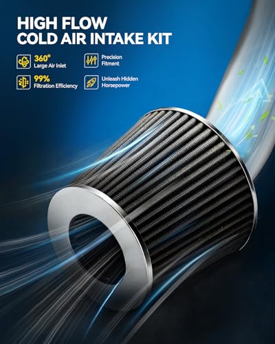 PHILTOP 3" Cold Air Intake Kit for 2006-2011 Honda Civic DX/EX/LX, Black - color: Black, size: 2006-2008 Honda Civic 1.8L