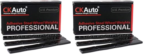CKAuto 1/2oz, 0.5oz, Ultra Slim Low Profile, Black Adhesive Stick on Wheel Weights, 60 oz/Box, US Quality, (120pcs) (Pack of 2) - color: Black, size: 120PCS (Pack of 2)