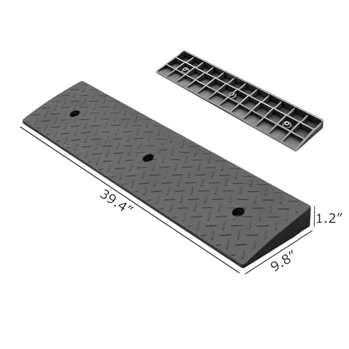 2 Pack 1.2'' Rise Rubber Curb Ramp Heavy Duty Loading Rubber Curb Ramps - size: 1.2" H