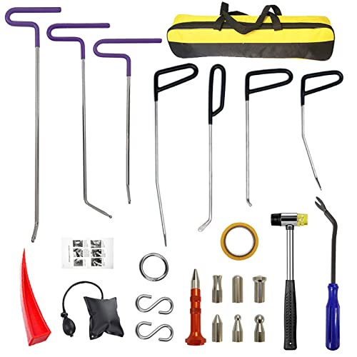 CYGOODS 22 Pcs Car Dent Repair Rods, Hard Spring Steel Dent Rods, Dent Repair Tools, Professional Hail Dent Removal Tool for Minor Dents, Door Dings,Hail Damage,Linear Dent and Large Dent