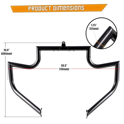 Kinglemc Crash Bar Engine Guard for Harley Touring(Gloss Black)